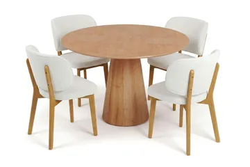 Siena Matgrupp 110 cm runt i Ek med 4 Eira Matstolar - Ek - Möbler - Bord & matgrupper - Matgrupper