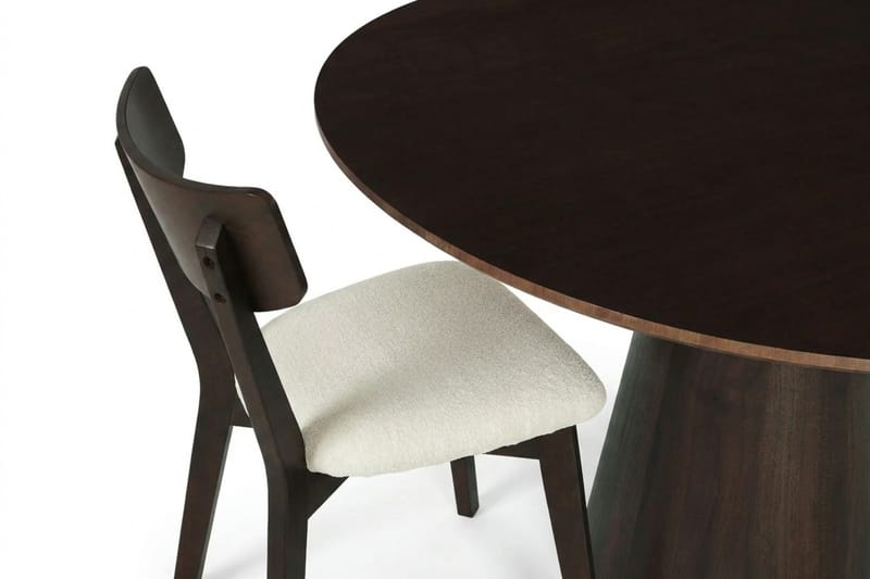 Siena Matgrupp 110 cm runt i Rökt Ek med 4 Amelia Matstolar med Dyna - Rökt Ek/Beige - Möbler - Bord & matgrupper - Matgrupper