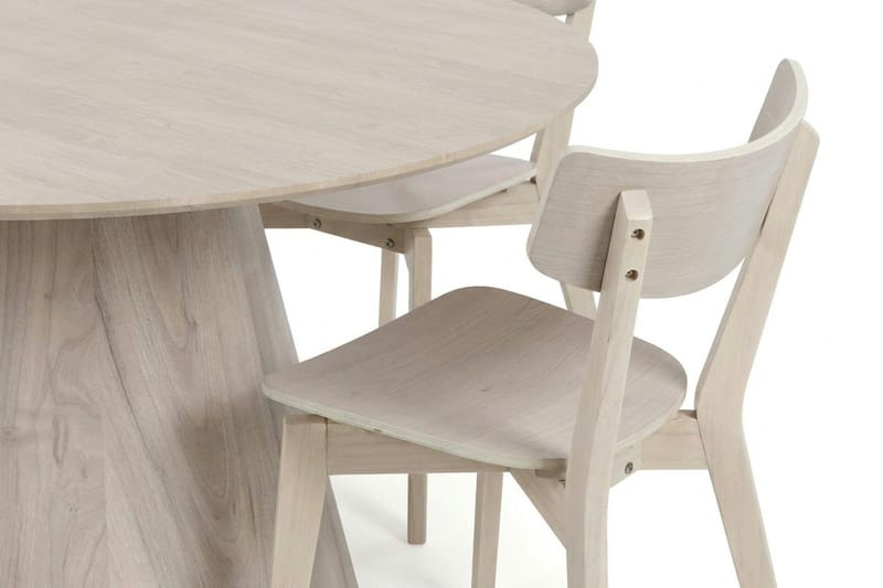 Siena Matgrupp 130 cm runt Vitlaserad med 6 Amelia Matstolar - Vitlaserad - Möbler - Bord & matgrupper - Matgrupper