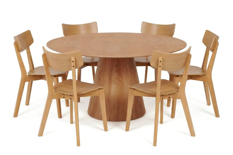 Siena Matgrupp 150 cm runt i Ek med 6 Amelia Matstolar - Ek - Möbler - Bord & matgrupper - Matgrupper