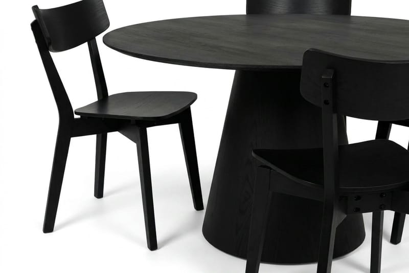 Siena Matgrupp 150 cm runt i Svart med 6 Amelia Matstolar - Svart - Möbler - Bord & matgrupper - Matgrupper