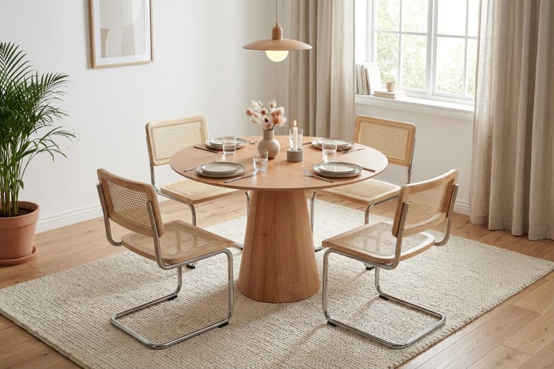 Siena Matgrupp runt 110 cm Ek med 4 Build Matstolar - Ek - Möbler - Bord & matgrupper - Matgrupper