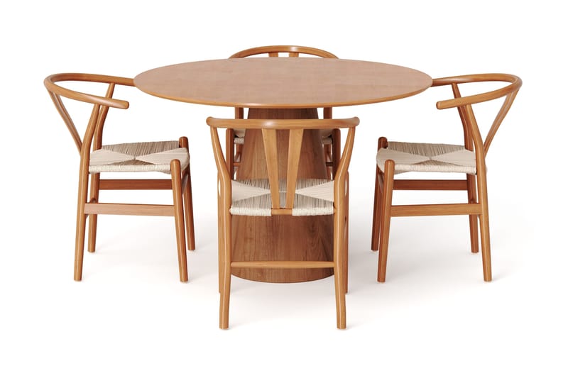 Siena Matgrupp runt 110 cm Ek med 4 Dastoori Matstolar - Ek - Möbler - Bord & matgrupper - Matgrupper
