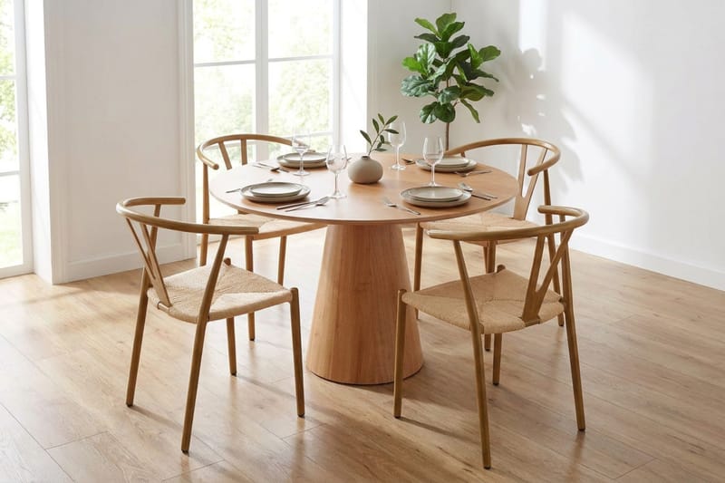 Siena Matgrupp runt 110 cm Ek med 4 Elysia Matstolar - Ek - Möbler - Bord & matgrupper - Matgrupper