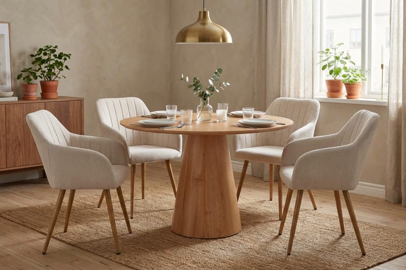 Siena Matgrupp runt 110 cm Ek med 4 Filippa Matstolar - Ek - Möbler - Bord & matgrupper - Matgrupper