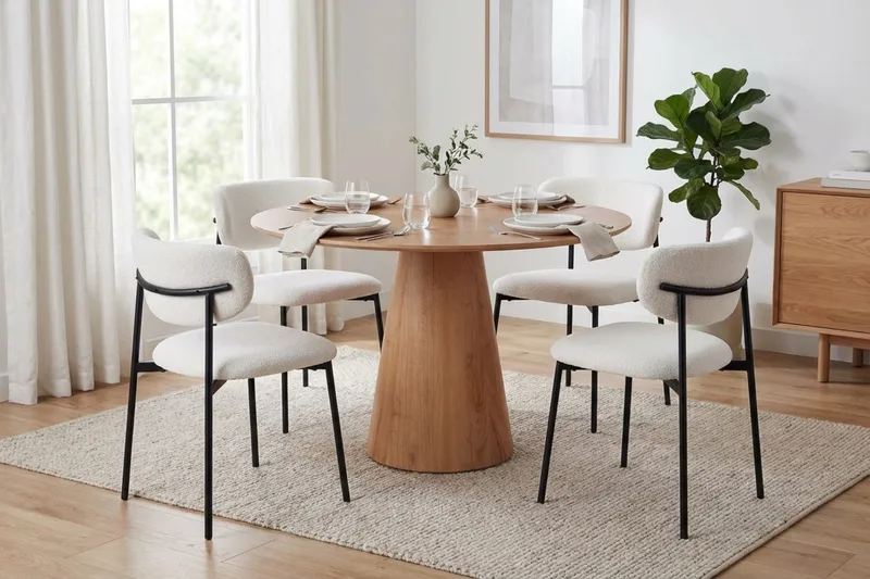 Siena Matgrupp runt 110 cm Ek med 4 Lucy Matstolar - Ek - Möbler - Bord & matgrupper - Matgrupper