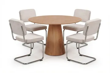 Siena Matgrupp runt 110 cm Ek med 4 Milva Matstolar