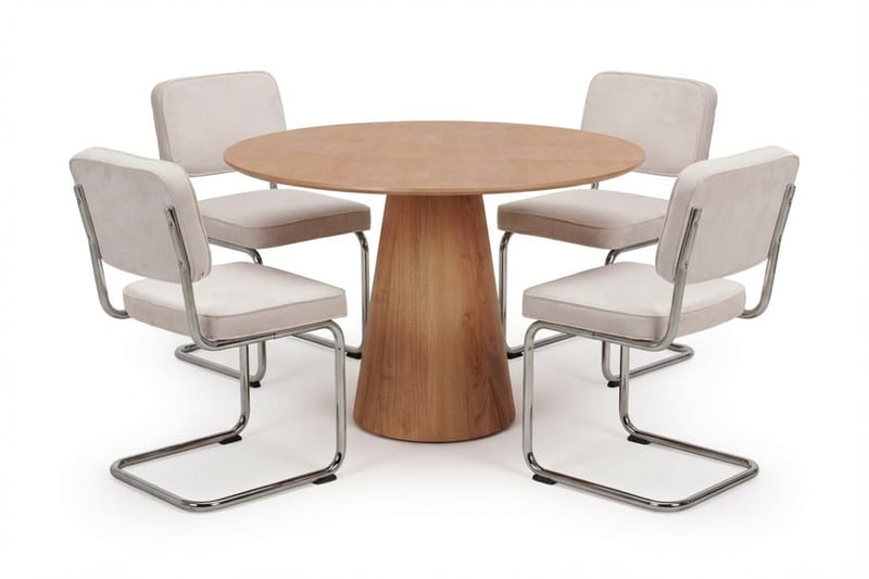 Siena Matgrupp runt 110 cm Ek med 4 Milva Matstolar - Ek - Möbler - Bord & matgrupper - Matgrupper