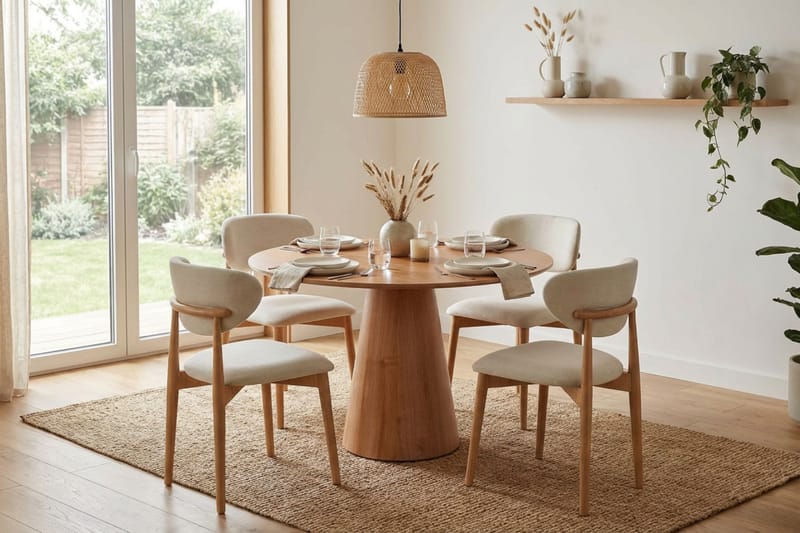 Siena Matgrupp runt 110 cm Ek med 4 Molly Matstolar - Ek - Möbler - Bord & matgrupper - Matgrupper