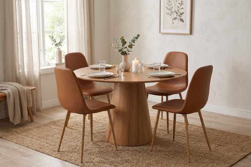 Siena Matgrupp runt 110 cm Ek med 4 Nibe Matstolar - Ek - Möbler - Bord & matgrupper - Matgrupper