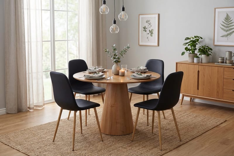 Siena Matgrupp runt 110 cm Ek med 4 Nibe Matstolar - Ek - Möbler - Bord & matgrupper - Matgrupper