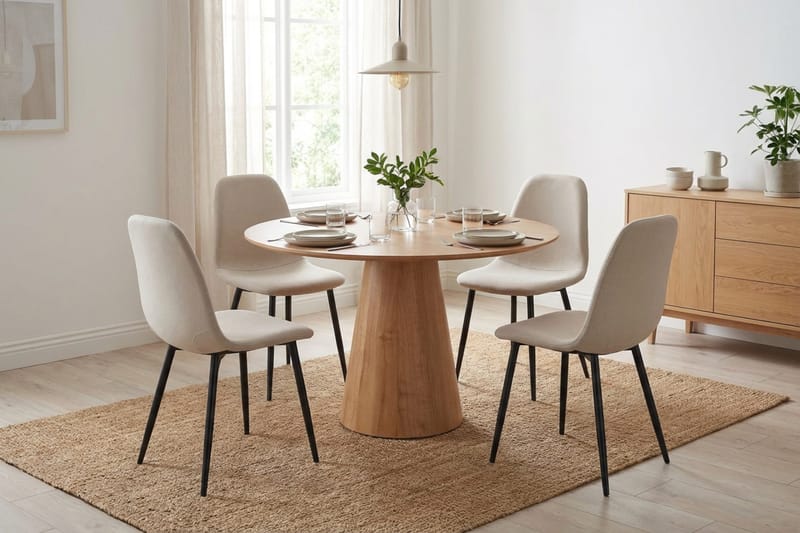 Siena Matgrupp runt 110 cm Ek med 4 Nibe Matstolar - Ek - Möbler - Bord & matgrupper - Matgrupper