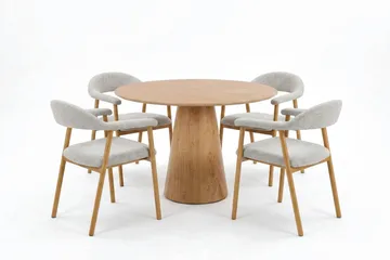 Siena Matgrupp runt 110 cm Ek med 4 Ronja Matstolar - Ek - Möbler - Bord & matgrupper - Matgrupper