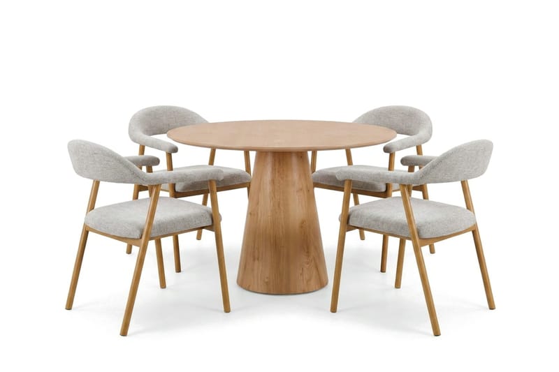 Siena Matgrupp runt 110 cm Ek med 4 Ronja Matstolar - Sand/Ek - Möbler - Bord & matgrupper - Matgrupper