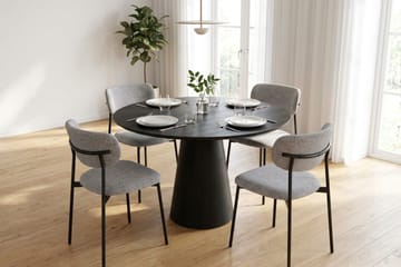 Siena Matgrupp runt 110 cm med 4 Lucy Matstolar - Svartlaserad ek - Möbler - Bord & matgrupper - Matgrupper