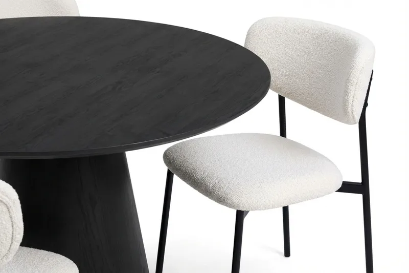 Siena Matgrupp runt 110 cm med 4 Lucy Matstolar - Svartlaserad ek - Möbler - Bord & matgrupper - Matgrupper