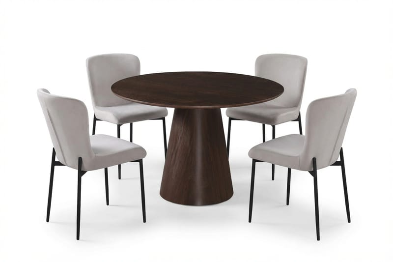 Siena Matgrupp runt 110 cm Rökt Ek med 4 Elsie Matstolar - Rökt ek/Beige - Möbler - Bord & matgrupper - Matgrupper