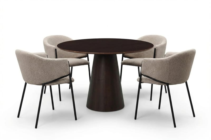 Siena Matgrupp runt 110 cm Rökt Ek med 4 Filip Matstolar, Rökt ek