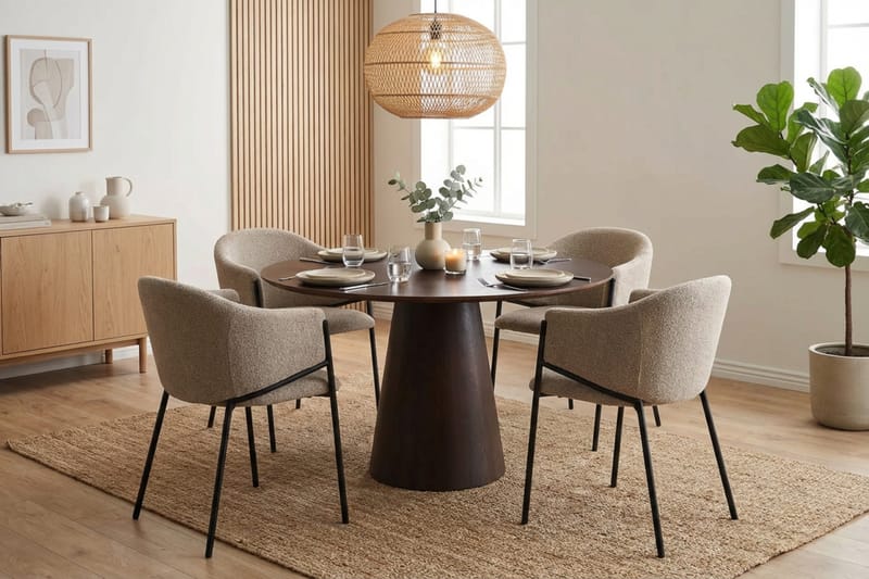 Siena Matgrupp runt 110 cm Rökt Ek med 4 Filip Matstolar - Rökt ek - Möbler - Bord & matgrupper - Matgrupper