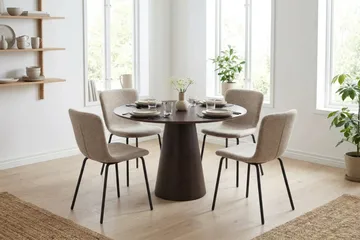 Siena Matgrupp runt 110 cm Rökt Ek med 4 Katy Matstolar - Rökt ek - Möbler - Bord & matgrupper - Matgrupper