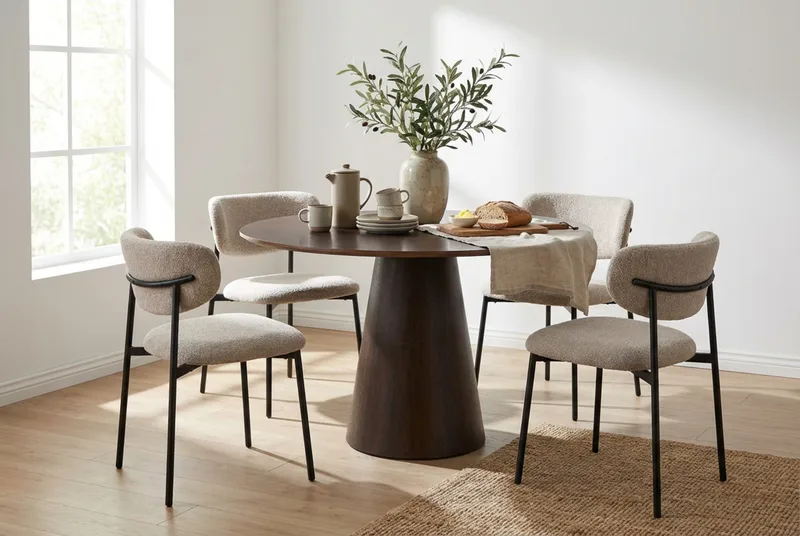 Siena Matgrupp runt 110 cm Rökt Ek med 4 Lucy Matstolar - Rökt Ek - Möbler - Bord & matgrupper - Matgrupper