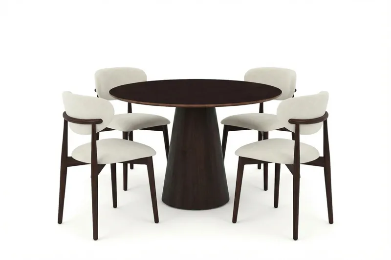 Siena Matgrupp runt 110 cm Rökt Ek med 4 Molly Matstolar, Rökt ek