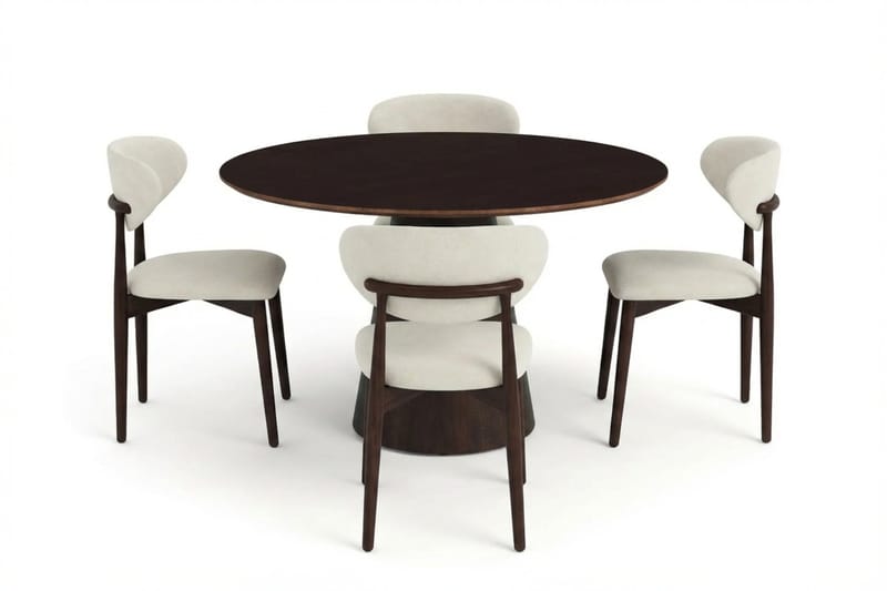 Siena Matgrupp runt 110 cm Rökt Ek med 4 Molly Matstolar - Rökt ek - Möbler - Bord & matgrupper - Matgrupper