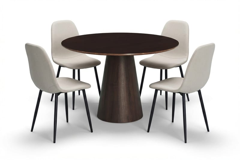 Siena Matgrupp runt 110 cm Rökt Ek med 4 Nibe Matstolar - Rökt ek - Möbler - Bord & matgrupper - Matgrupper