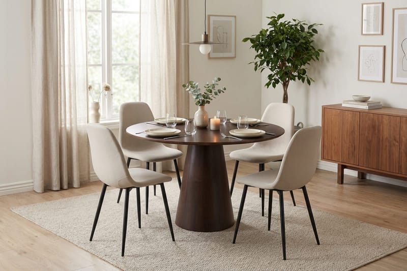 Siena Matgrupp runt 110 cm Rökt Ek med 4 Nibe Matstolar - Rökt ek - Möbler - Bord & matgrupper - Matgrupper