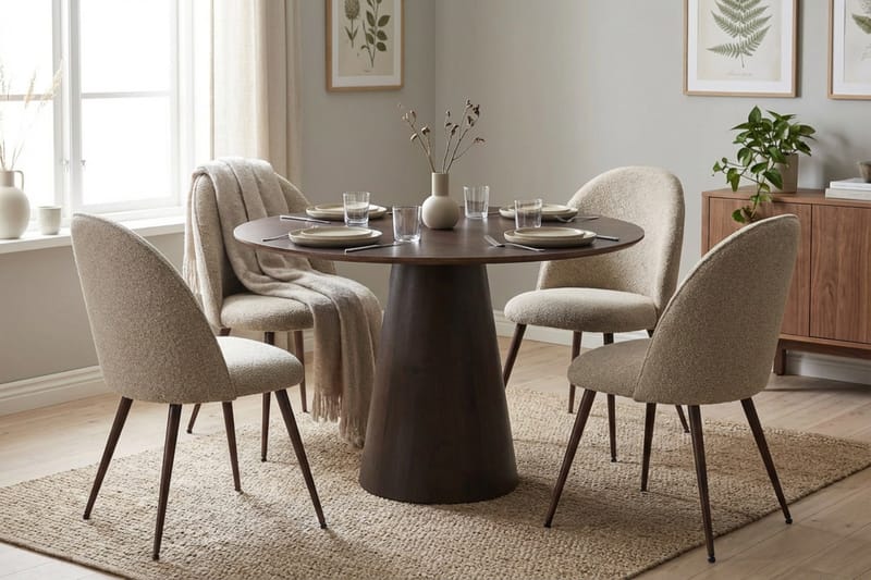 Siena Matgrupp runt 110 cm Rökt Ek med 4 Nibe Plus Matstolar - Rökt ek - Möbler - Bord & matgrupper - Matgrupper