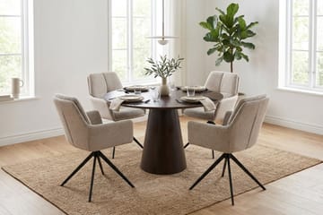 Siena Matgrupp runt 110 cm Rökt Ek med 4 Torsby Matstolar - Rökt ek - Möbler - Bord & matgrupper - Matgrupper