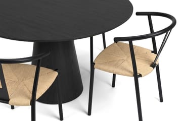 Siena Matgrupp runt 110 cm Svart med 4 Elysia Matstolar - Svartlaserad ek - Möbler - Bord & matgrupper - Matgrupper