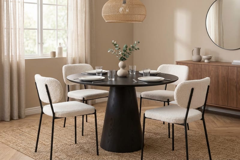 Siena Matgrupp runt 110 cm Svart med 4 Gemmiano Matstolar - Svart - Möbler - Bord & matgrupper - Matgrupper