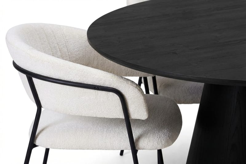 Siena Matgrupp runt 110 cm Svart med 4 Karol Matstolar - Svart - Möbler - Bord & matgrupper - Matgrupper