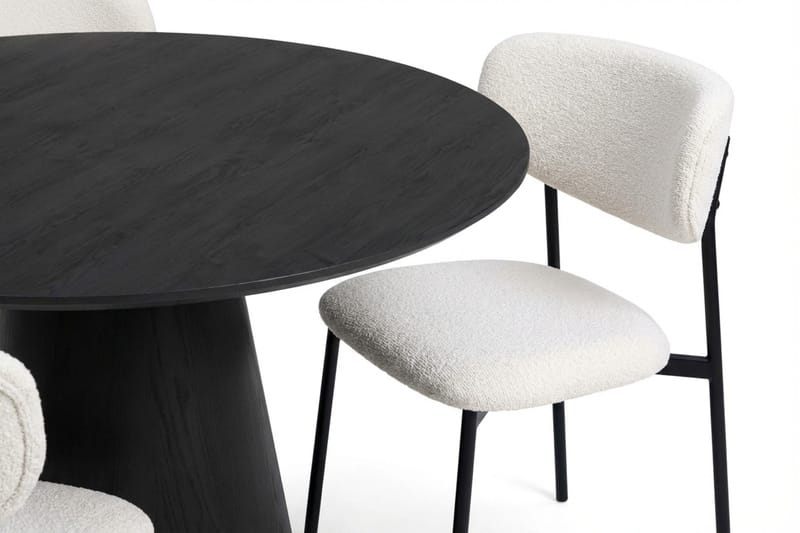 Siena Matgrupp runt 110 cm Svart med 4 Lucy Matstolar - Svart - Möbler - Bord & matgrupper - Matgrupper