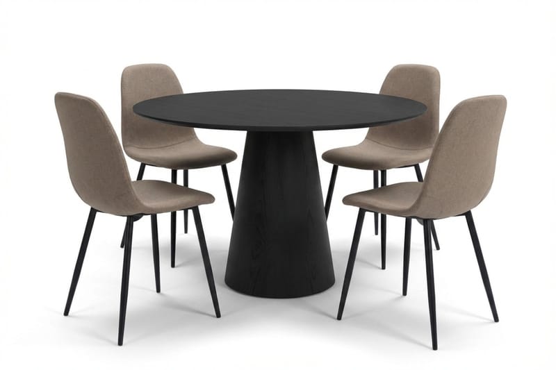 Siena Matgrupp runt 110 cm Svart med 4 Nibe Matstolar, Svart