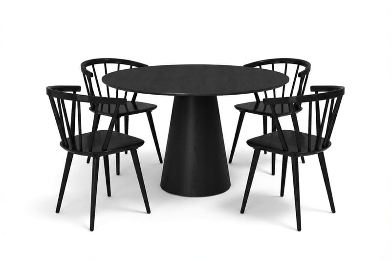 Siena Matgrupp runt 110 cm Svart med 4 Tyrö Matstolar - Svart - Möbler - Bord & matgrupper - Matgrupper