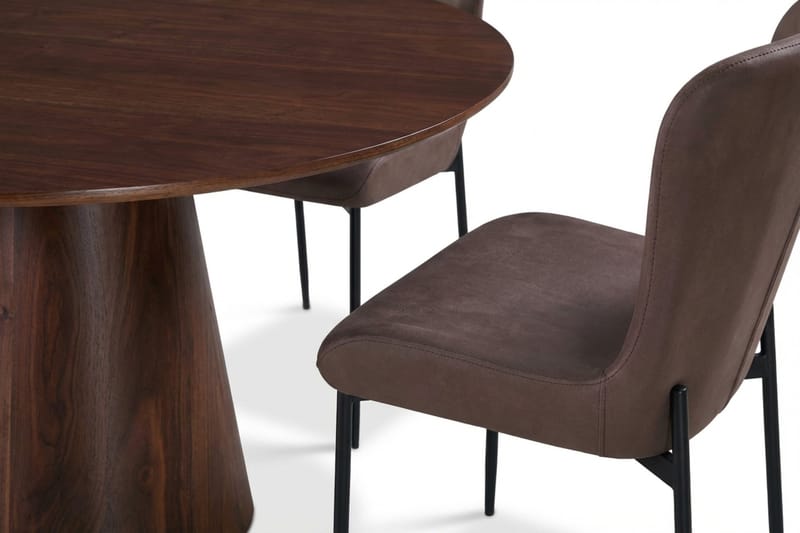 Siena Matgrupp runt 110 cm Valnöt med 4 Elsie Matstolar - Valnöt/Brun - Möbler - Bord & matgrupper - Matgrupper
