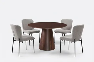 Siena Matgrupp runt 110 cm Valnöt med 4 Elsie Matstolar