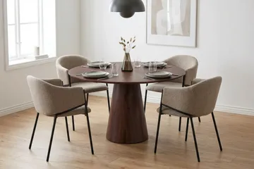 Siena Matgrupp runt 110 cm Valnöt med 4 Filip Matstolar - Valnöt - Möbler - Bord & matgrupper - Matgrupper