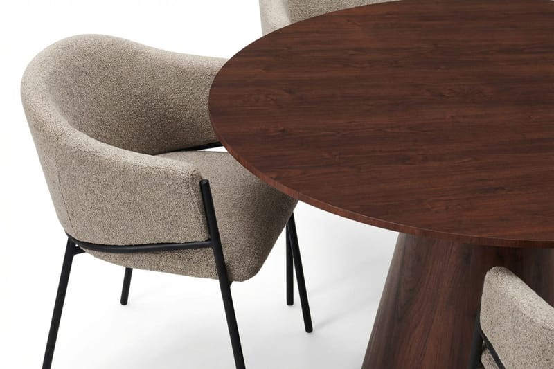 Siena Matgrupp runt 110 cm Valnöt med 4 Filip Matstolar - Valnöt - Möbler - Bord & matgrupper - Matgrupper