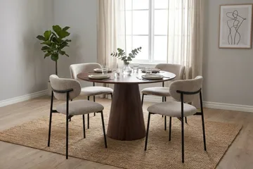 Siena Matgrupp runt 110 cm Valnöt med 4 Lucy Matstolar - Valnöt - Möbler - Bord & matgrupper - Matgrupper