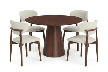 Siena Matgrupp runt 110 cm Valnöt med 4 Molly Matstolar