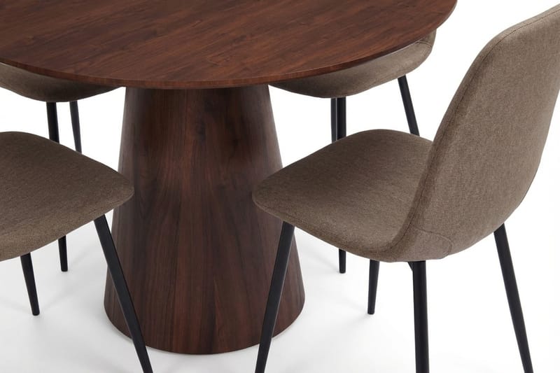 Siena Matgrupp runt 110 cm Valnöt med 4 Nibe Matstolar - Valnöt - Möbler - Bord & matgrupper - Matgrupper