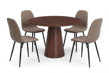 Siena Matgrupp runt 110 cm Valnöt med 4 Nibe Matstolar