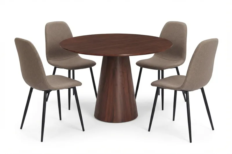 Siena Matgrupp runt 110 cm Valnöt med 4 Nibe Matstolar - Valnöt - Möbler - Bord & matgrupper - Matgrupper