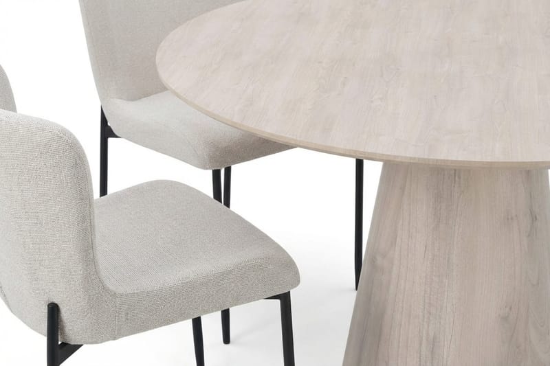 Siena Matgrupp runt 110 cm Vitlaserad med 4 Elsie Matstolar - Vitlaserad ek - Möbler - Bord & matgrupper - Matgrupper