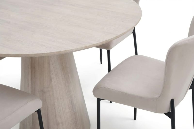 Siena Matgrupp runt 110 cm Vitlaserad med 4 Elsie Matstolar - Vitlaserad/Beige - Möbler - Bord & matgrupper - Matgrupper