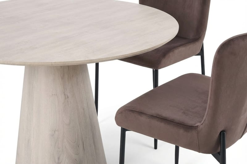 Siena Matgrupp runt 110 cm Vitlaserad med 4 Elsie Matstolar - Vitlaserad/Brun - Möbler - Bord & matgrupper - Matgrupper