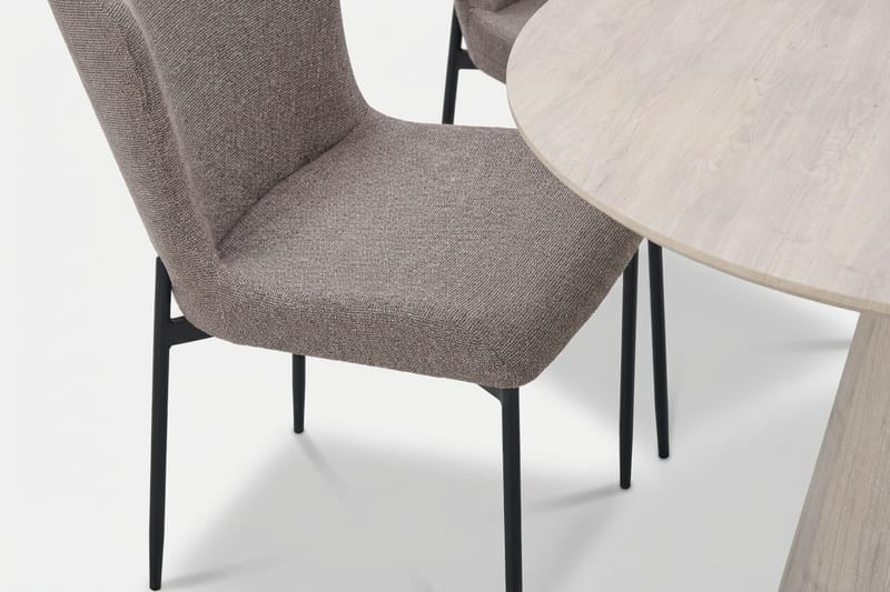 Siena Matgrupp runt 110 cm Vitlaserad med 4 Elsie Matstolar - Vitlaserad/Grå - Möbler - Bord & matgrupper - Matgrupper